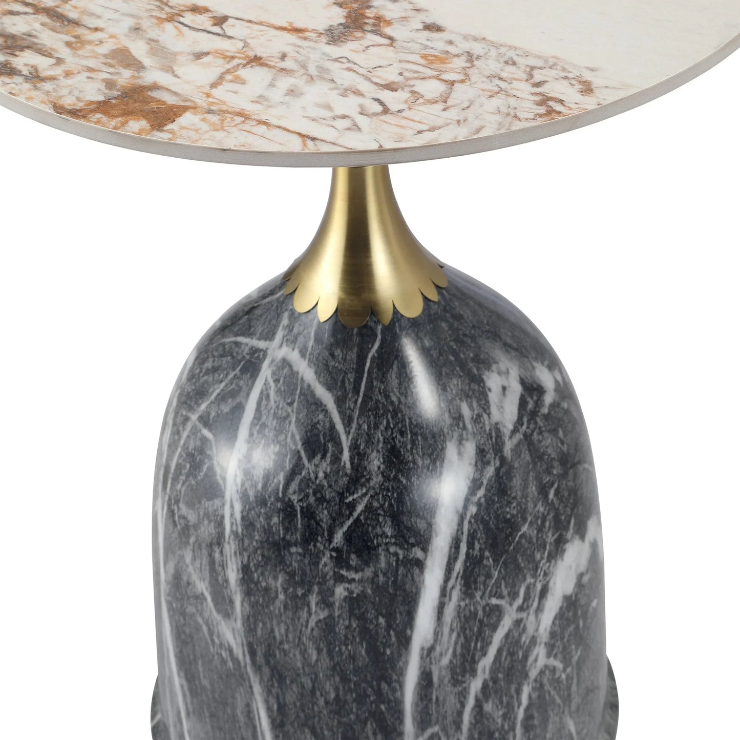 Oslo Side Table Round Sintered Stone with Stainless Steel Base - Elax Furniture