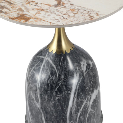 Oslo Side Table Round Sintered Stone with Stainless Steel Base - Elax Furniture