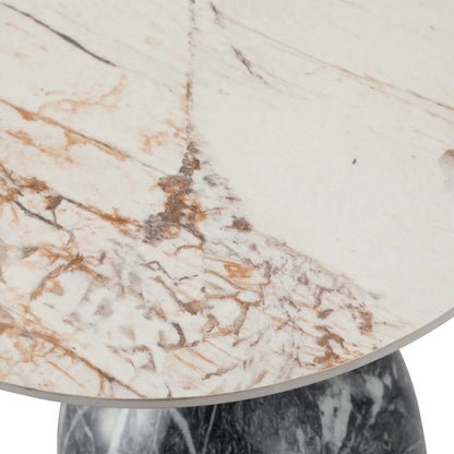 Oslo Side Table Round Sintered Stone with Stainless Steel Base - Elax Furniture