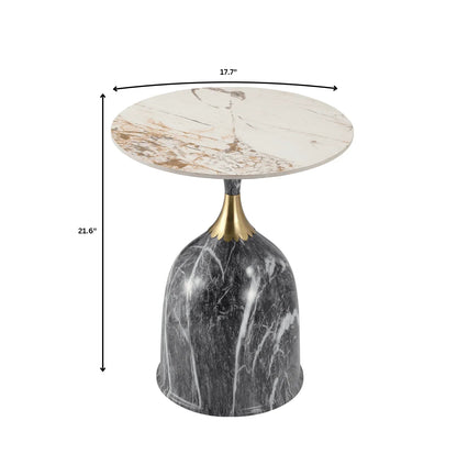 Oslo Side Table Round Sintered Stone with Stainless Steel Base - Elax Furniture