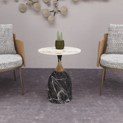 Oslo Side Table Round Sintered Stone with Stainless Steel Base - Elax Furniture