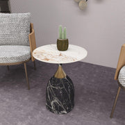 Oslo Side Table Round Sintered Stone with Stainless Steel Base - Elax Furniture