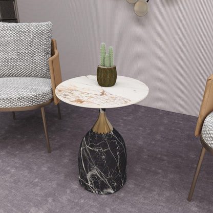 Oslo Side Table Round Sintered Stone with Stainless Steel Base - Elax Furniture