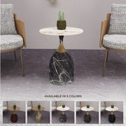 Oslo Side Table Round Sintered Stone with Stainless Steel Base - Elax Furniture