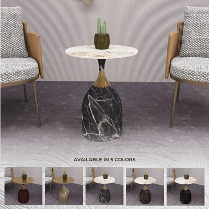 Oslo Side Table Round Sintered Stone with Stainless Steel Base - Elax Furniture