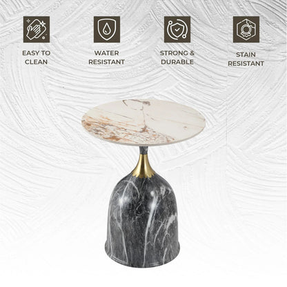 Oslo Side Table Round Sintered Stone with Stainless Steel Base - Elax Furniture