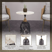 Oslo Side Table Round Sintered Stone with Stainless Steel Base - Elax Furniture