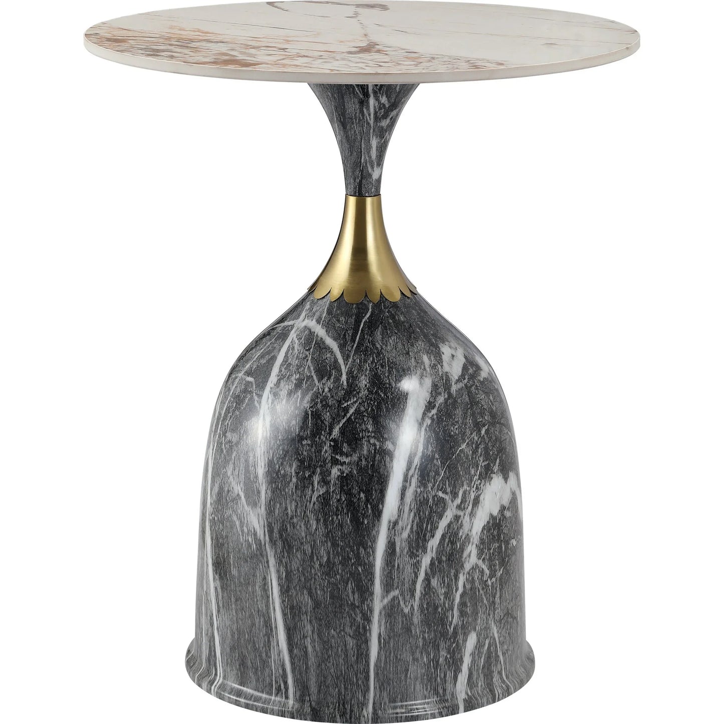 Oslo Side Table Round Sintered Stone with Stainless Steel Base - Elax Furniture