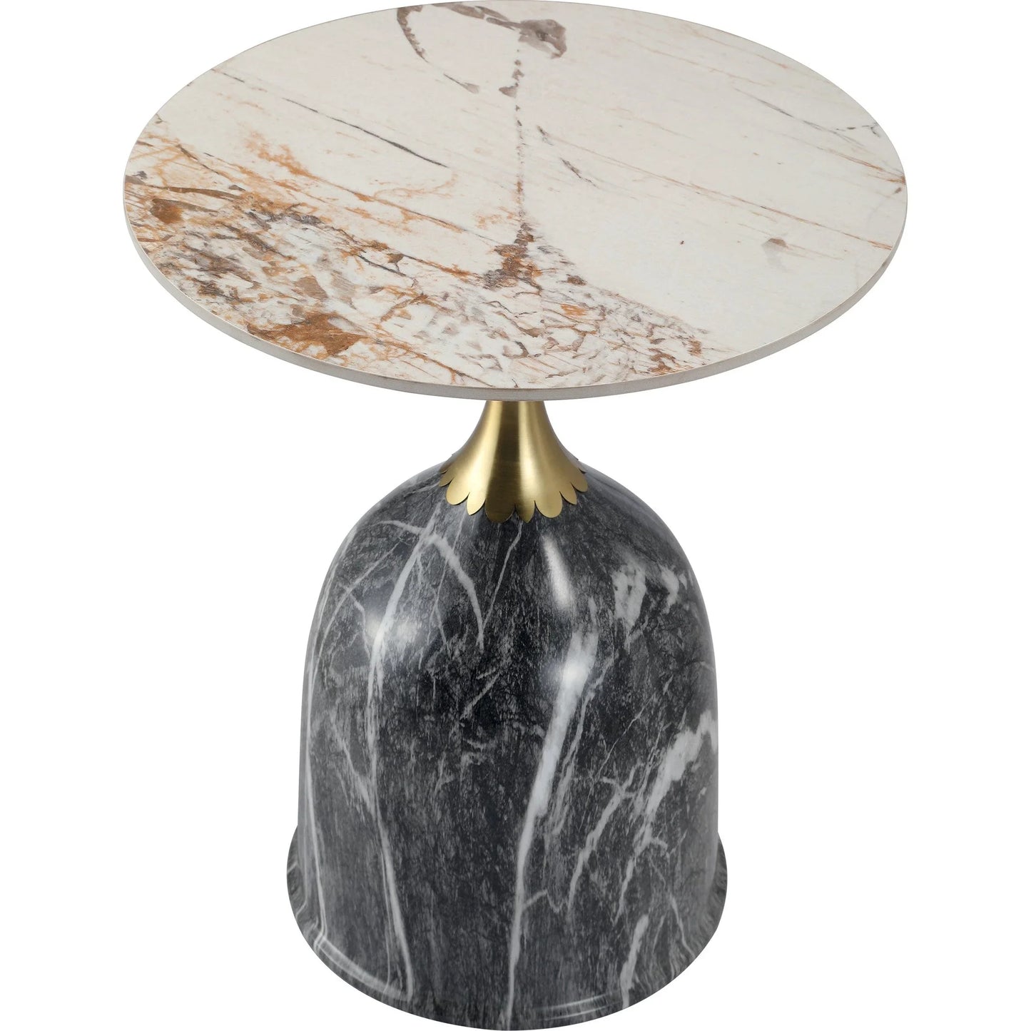 Oslo Side Table Round Sintered Stone with Stainless Steel Base - Elax Furniture