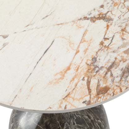 Oslo Side Table Round Sintered Stone with Stainless Steel Base - Elax Furniture