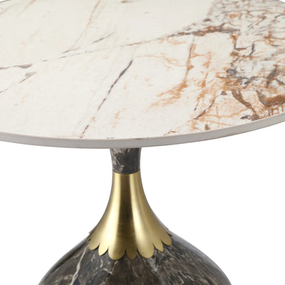 Oslo Side Table Round Sintered Stone with Stainless Steel Base - Elax Furniture