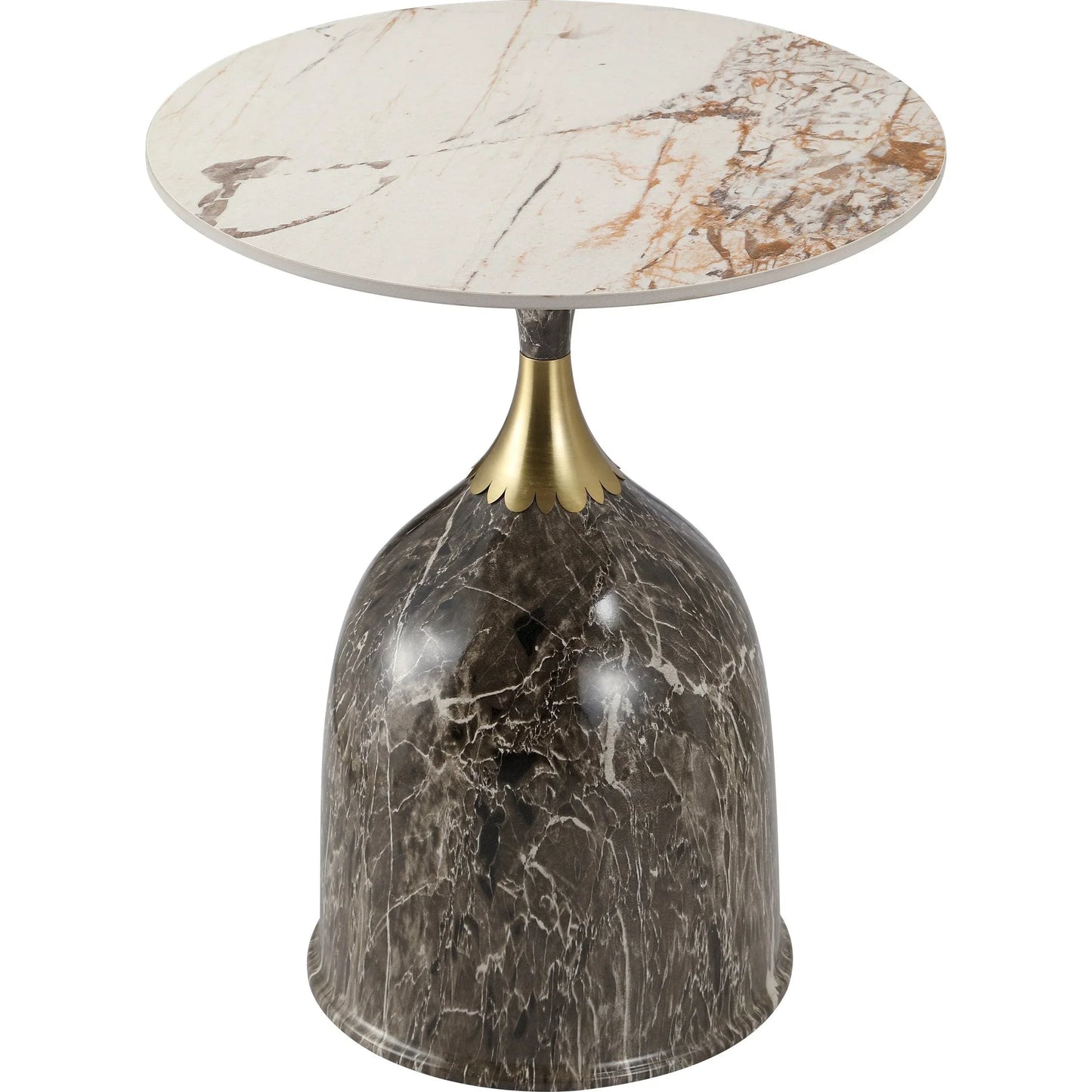 Oslo Side Table Round Sintered Stone with Stainless Steel Base - Elax Furniture