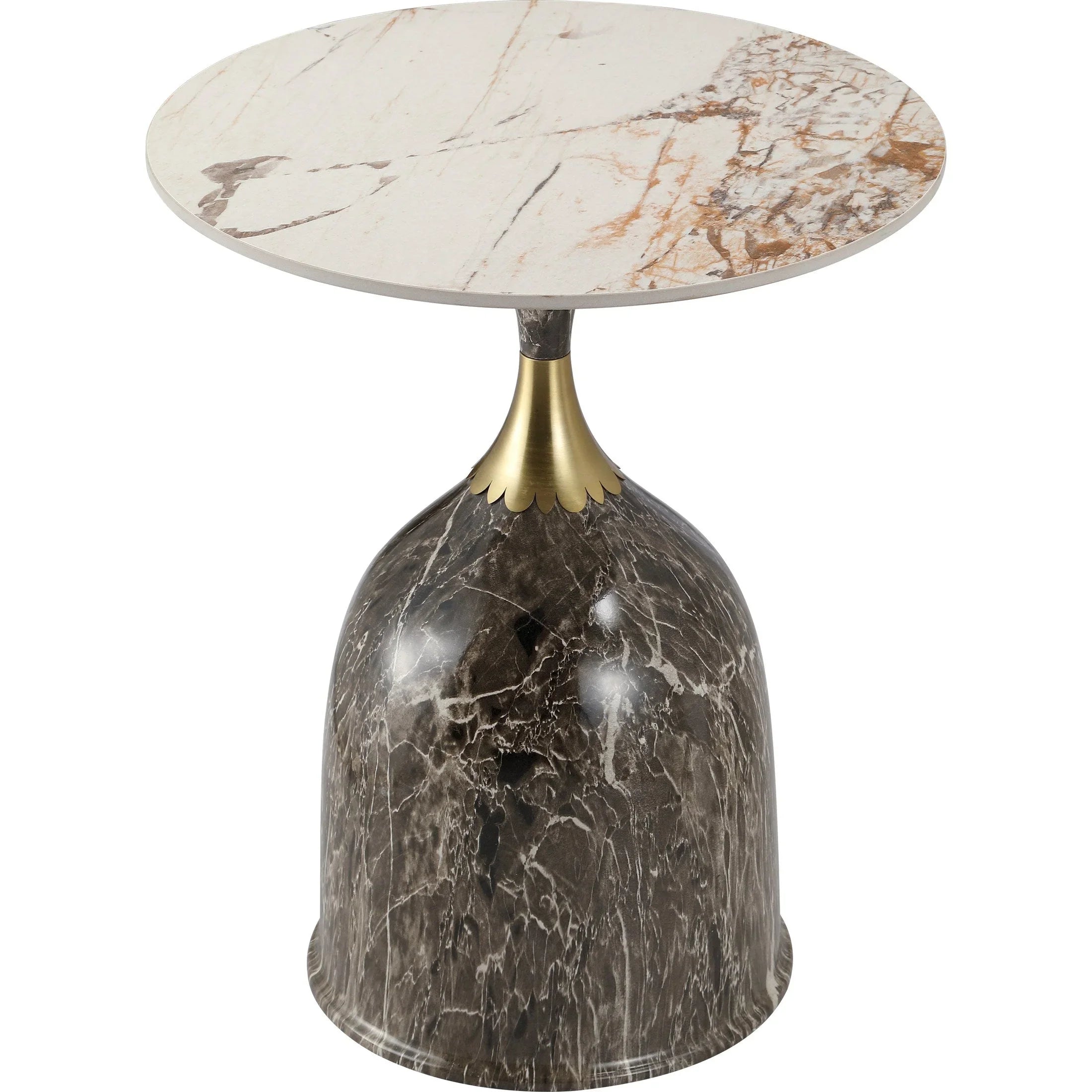 Oslo Side Table Round Sintered Stone with Stainless Steel Base - Elax Furniture