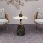 Oslo Side Table Round Sintered Stone with Stainless Steel Base - Elax Furniture