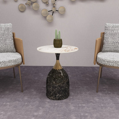 Oslo Side Table Round Sintered Stone with Stainless Steel Base - Elax Furniture