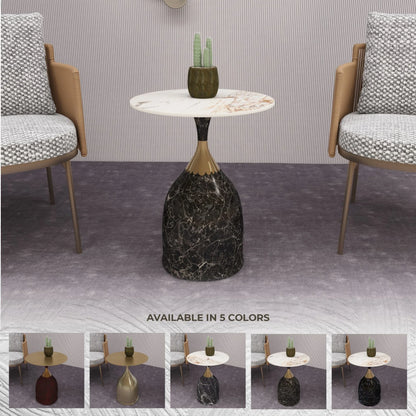 Oslo Side Table Round Sintered Stone with Stainless Steel Base - Elax Furniture