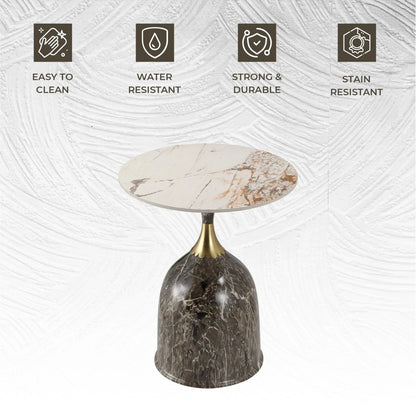 Oslo Side Table Round Sintered Stone with Stainless Steel Base - Elax Furniture