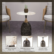 Oslo Side Table Round Sintered Stone with Stainless Steel Base - Elax Furniture
