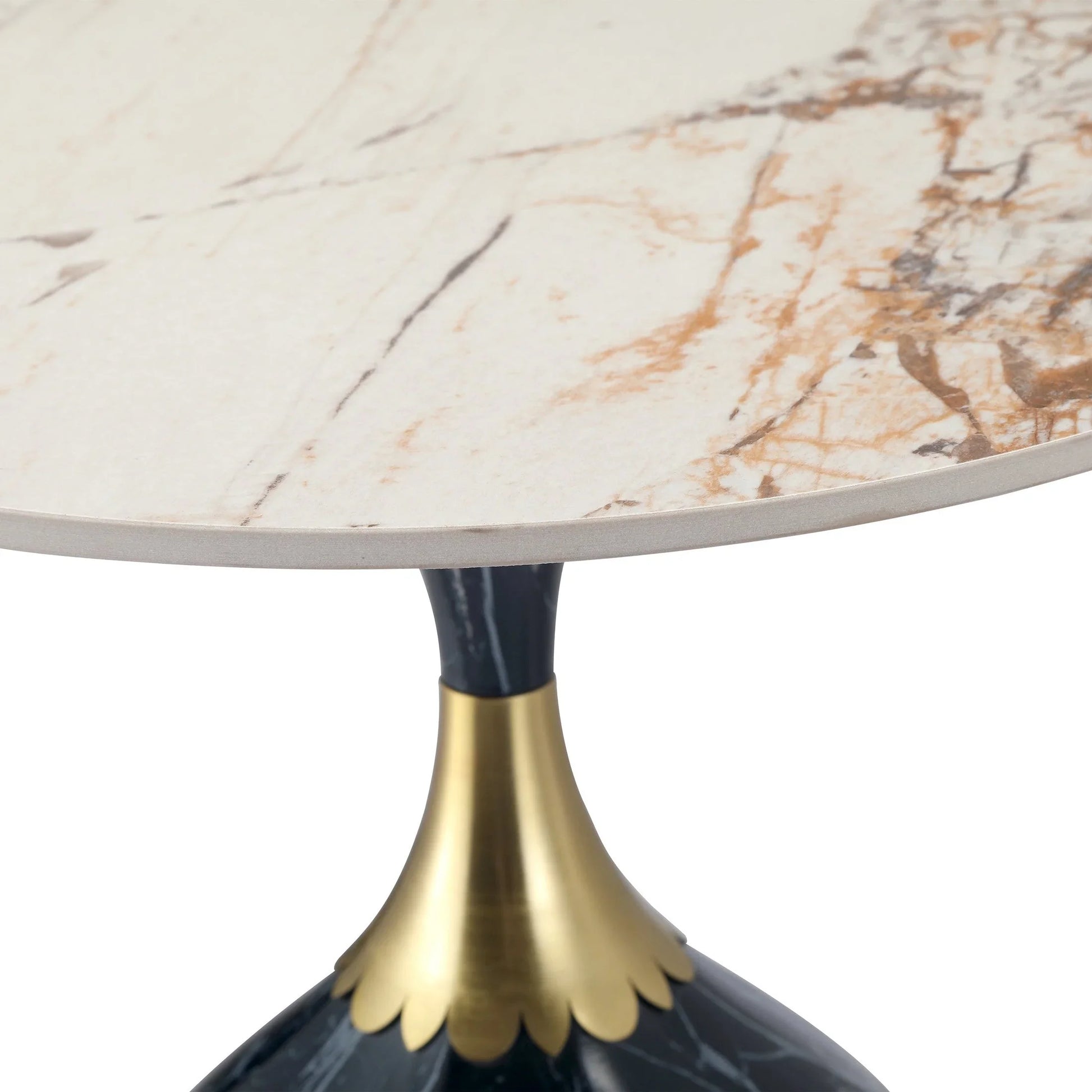 Oslo Side Table Round Sintered Stone with Stainless Steel Base - Elax Furniture