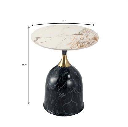 Oslo Side Table Round Sintered Stone with Stainless Steel Base - Elax Furniture