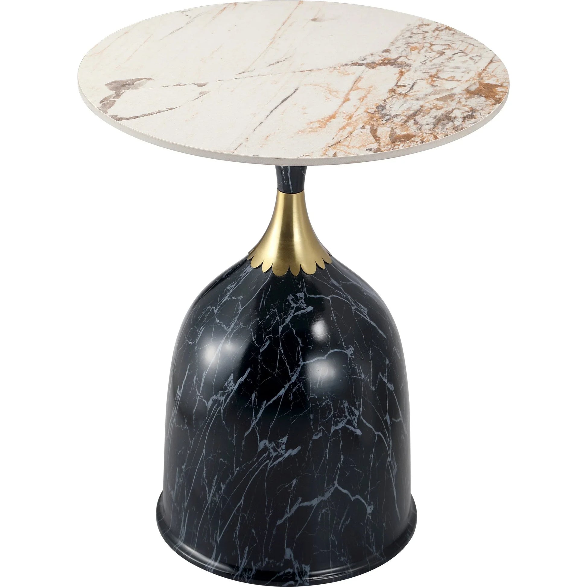Oslo Side Table Round Sintered Stone with Stainless Steel Base - Elax Furniture
