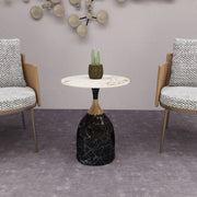 Oslo Side Table Round Sintered Stone with Stainless Steel Base - Elax Furniture