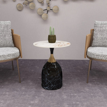 Oslo Side Table Round Sintered Stone with Stainless Steel Base - Elax Furniture