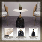 Oslo Side Table Round Sintered Stone with Stainless Steel Base - Elax Furniture