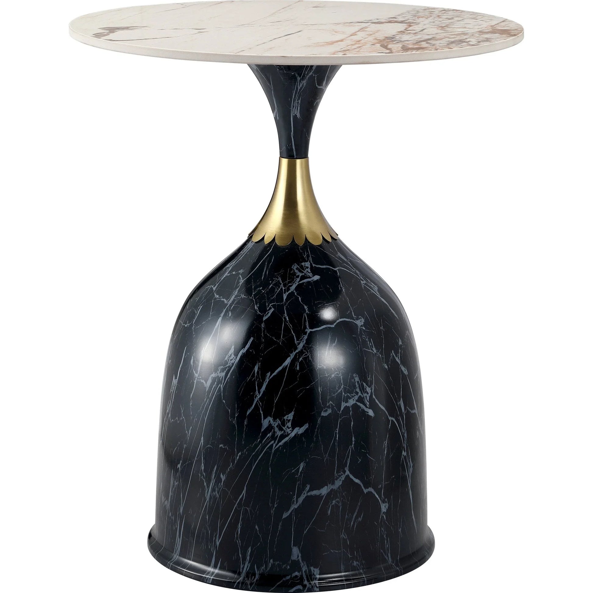 Oslo Side Table Round Sintered Stone with Stainless Steel Base - Elax Furniture