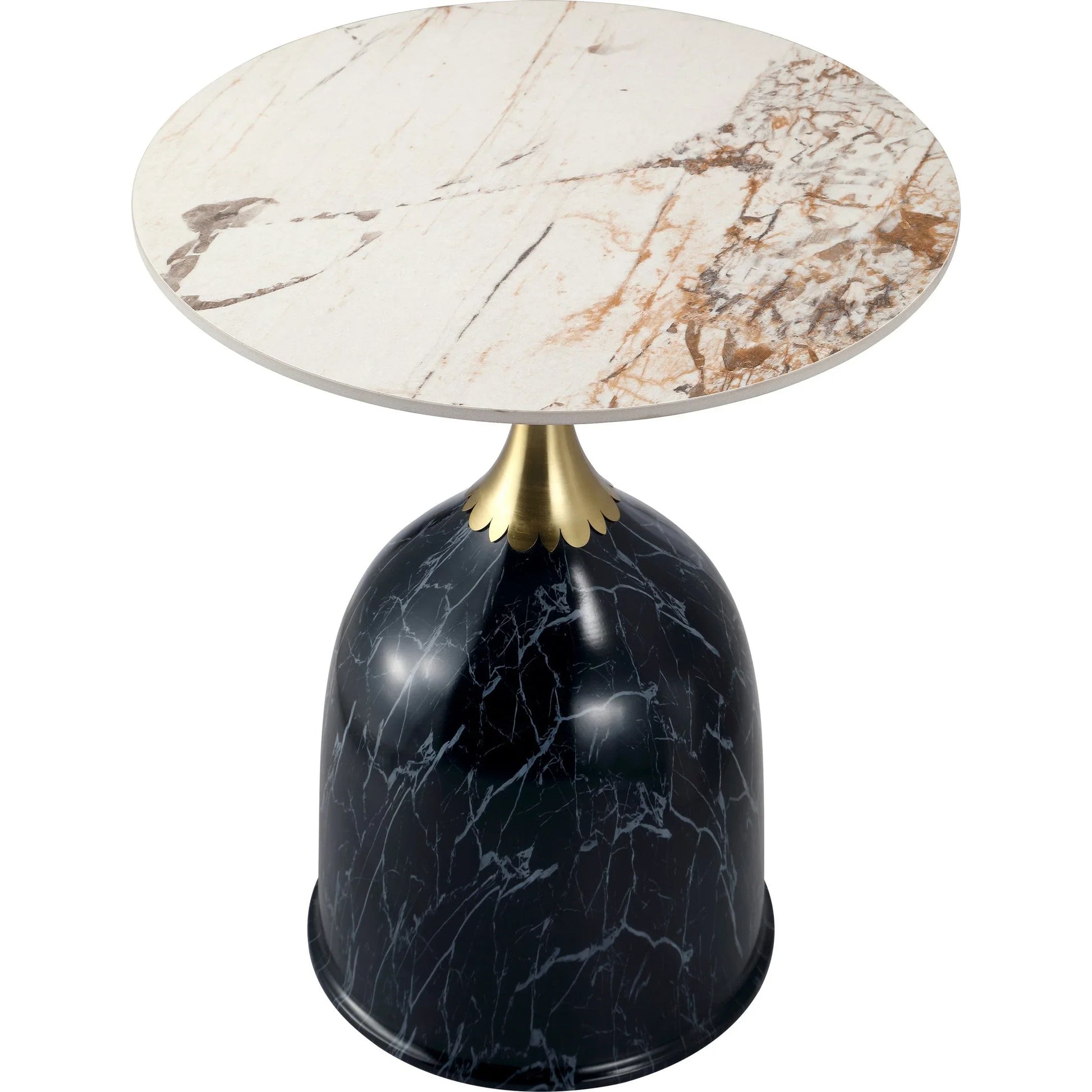 Oslo Side Table Round Sintered Stone with Stainless Steel Base - Elax Furniture
