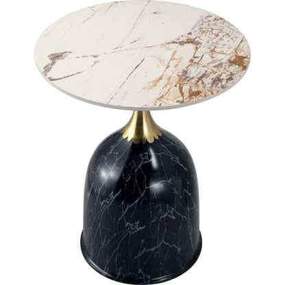 Oslo Side Table Round Sintered Stone with Stainless Steel Base - Elax Furniture
