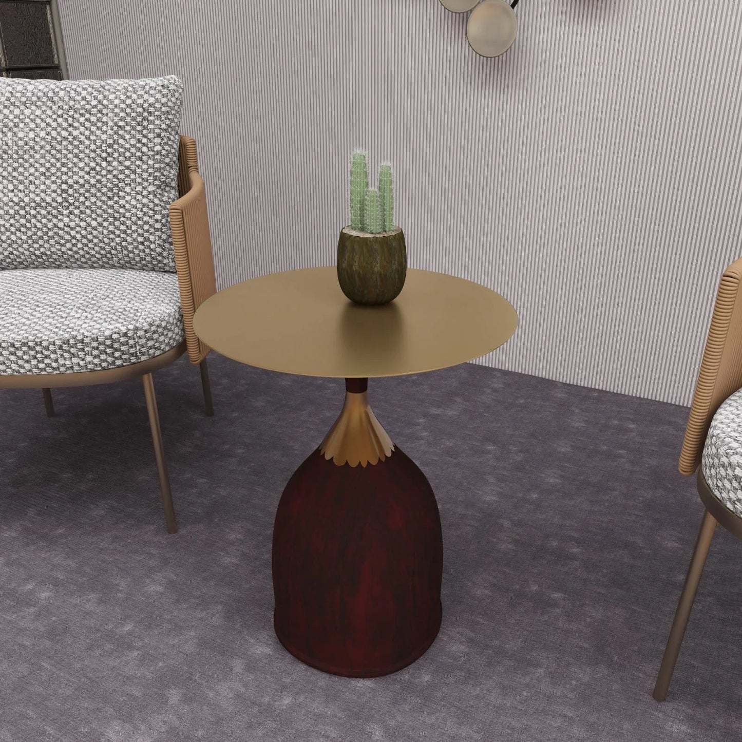 Oslo Side Table Round Stainless Steel Top and Pedestal Base - Elax Furniture