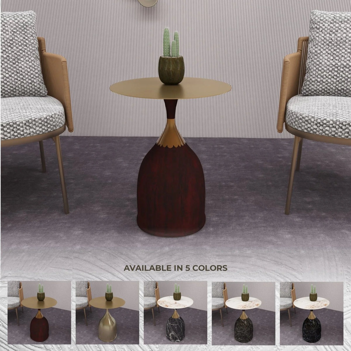 Oslo Side Table Round Stainless Steel Top and Pedestal Base - Elax Furniture