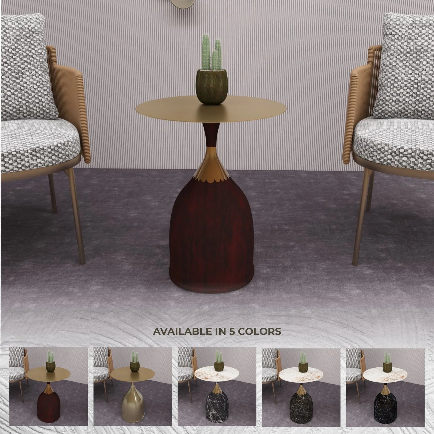 Oslo Side Table Round Stainless Steel Top and Pedestal Base - Elax Furniture