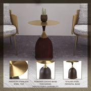 Oslo Side Table Round Stainless Steel Top and Pedestal Base - Elax Furniture