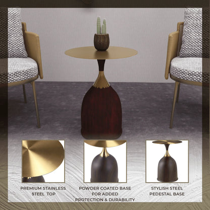 Oslo Side Table Round Stainless Steel Top and Pedestal Base - Elax Furniture