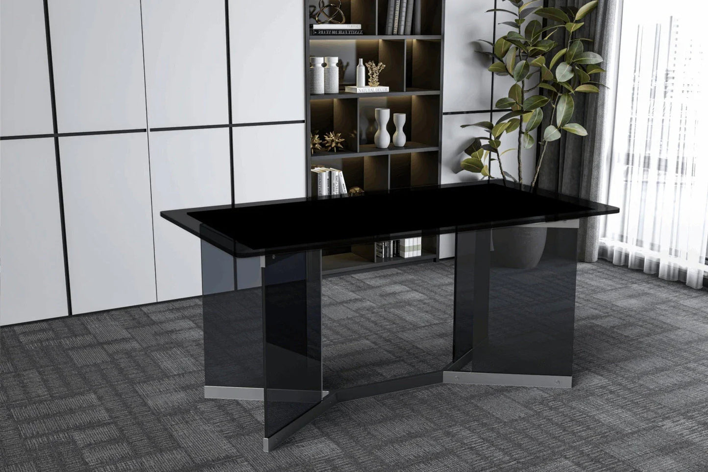 Oryn Modern Rectangular Dining Table with Glass/Sintered Stone Tabletop - Elax Furniture