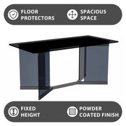 Oryn Modern Rectangular Dining Table with Glass/Sintered Stone Tabletop - Elax Furniture