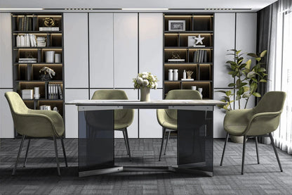 Oryn Modern Rectangular Dining Table with Glass/Sintered Stone Tabletop - Elax Furniture