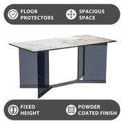 Oryn Modern Rectangular Dining Table with Glass/Sintered Stone Tabletop - Elax Furniture