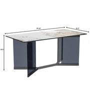 Oryn Modern Rectangular Dining Table with Glass/Sintered Stone Tabletop - Elax Furniture