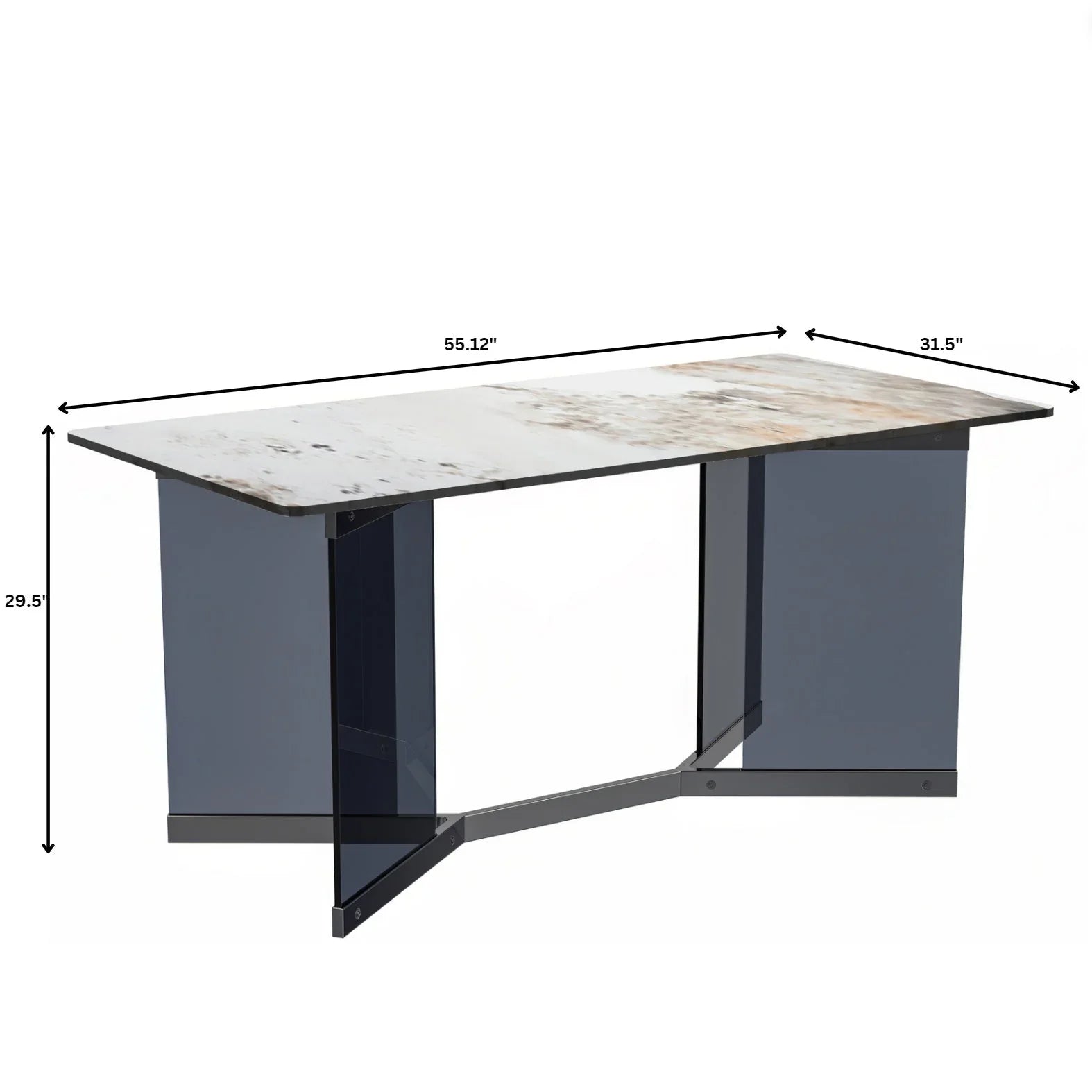 Oryn Modern Rectangular Dining Table with Glass/Sintered Stone Tabletop - Elax Furniture