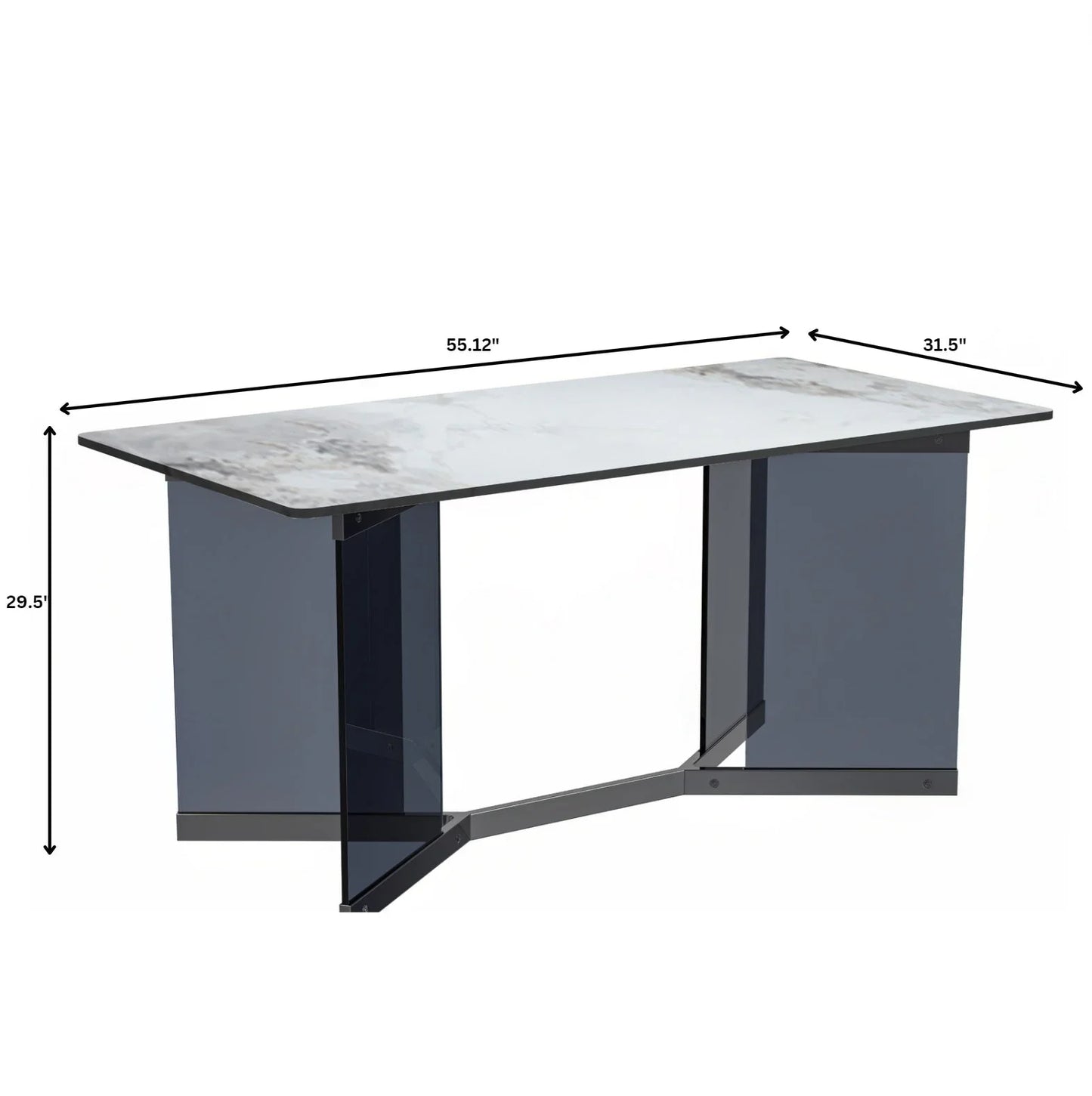 Oryn Modern Rectangular Dining Table with Glass/Sintered Stone Tabletop - Elax Furniture