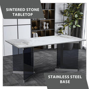 Oryn Modern Rectangular Dining Table with Glass/Sintered Stone Tabletop - Elax Furniture