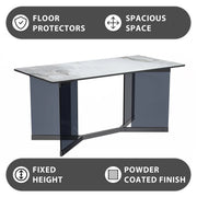Oryn Modern Rectangular Dining Table with Glass/Sintered Stone Tabletop - Elax Furniture