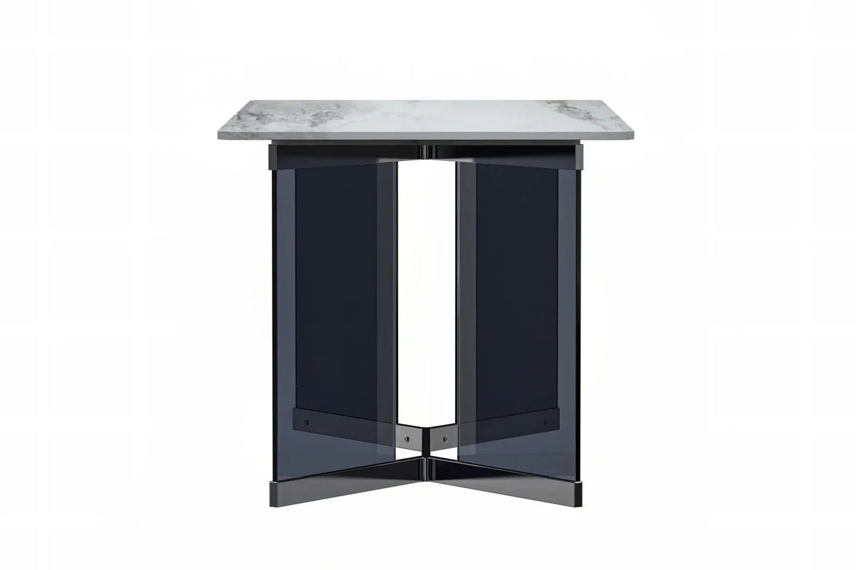 Oryn Modern Rectangular Dining Table with Glass/Sintered Stone Tabletop - Elax Furniture