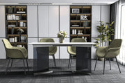 Oryn Modern Rectangular Dining Table with Glass/Sintered Stone Tabletop - Elax Furniture