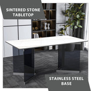 Oryn Modern Rectangular Dining Table with Glass/Sintered Stone Tabletop - Elax Furniture