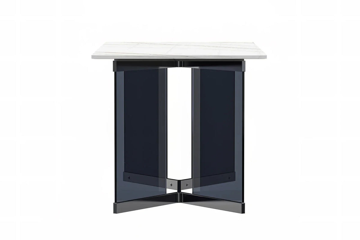 Oryn Modern Rectangular Dining Table with Glass/Sintered Stone Tabletop - Elax Furniture