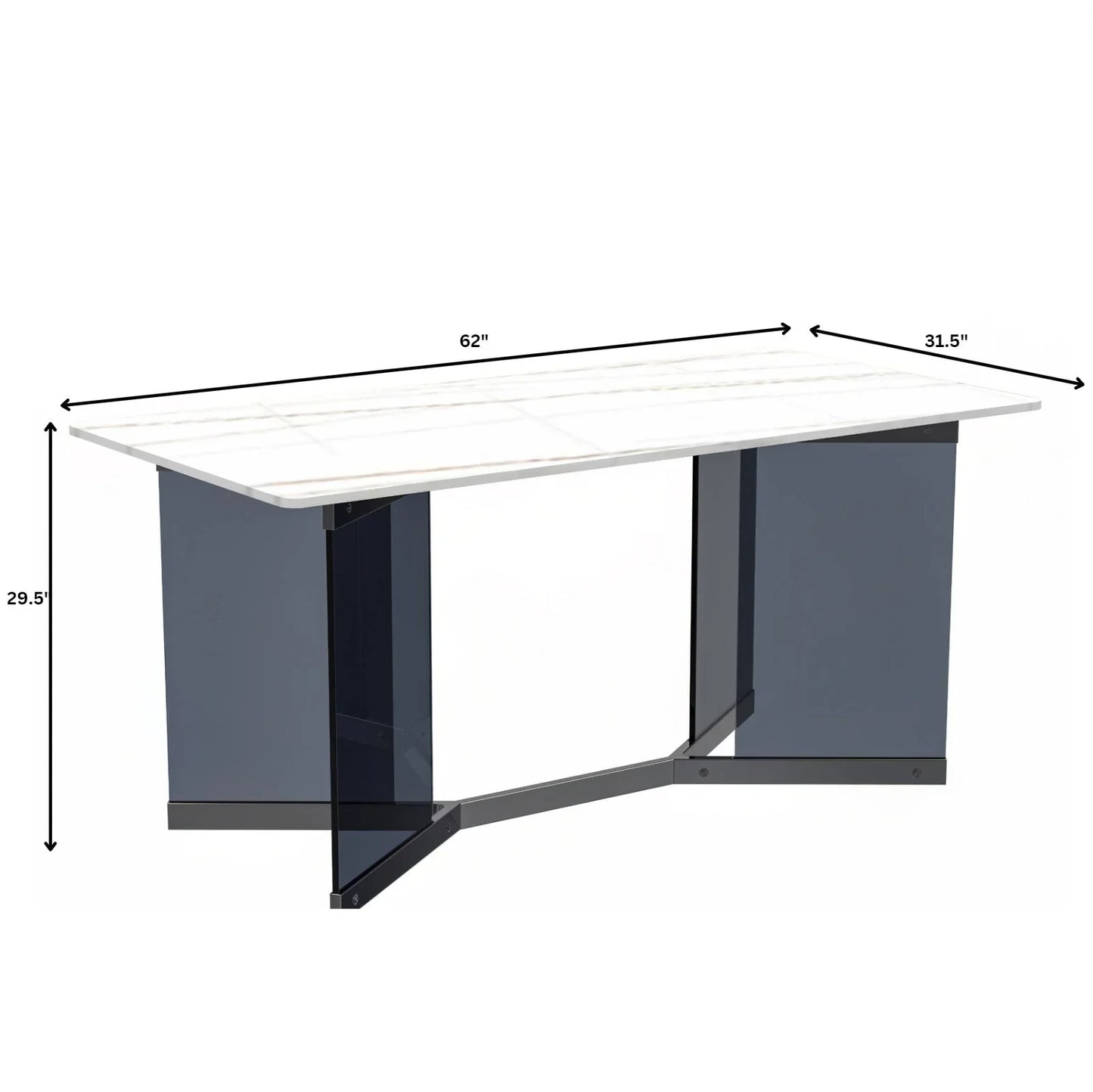 Oryn Modern Rectangular Dining Table with Glass/Sintered Stone Tabletop - Elax Furniture